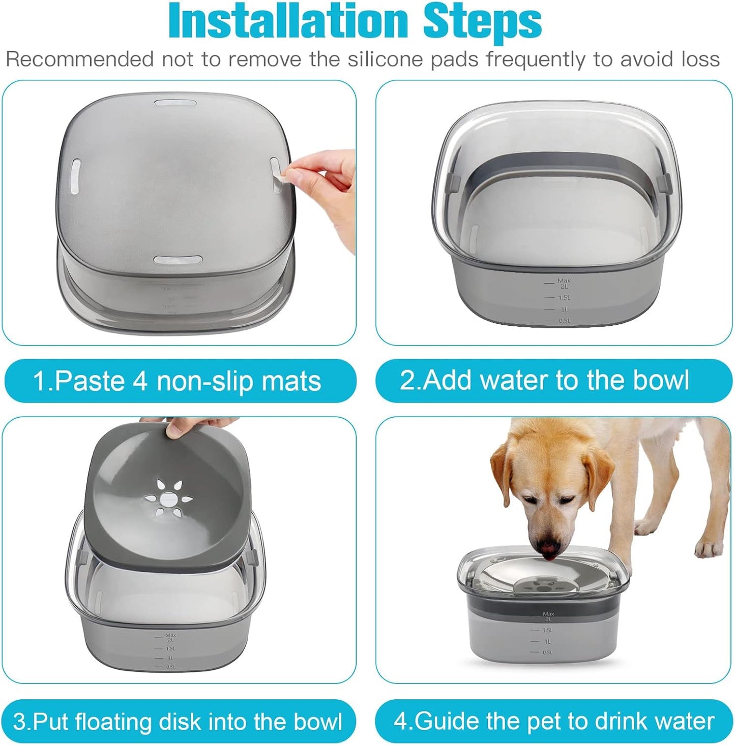 2L Anti-Splash Dog Water Bowl – Slow Drinking Pet Feeder | No Spill, Cleaner Floors