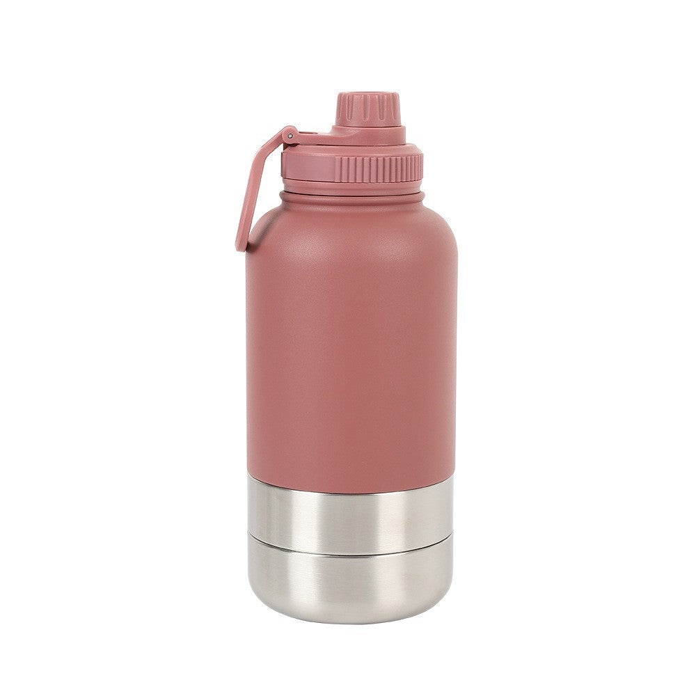 3-in-1 Thermal Pet Travel Bottle – 32oz Water, Food Container & Drinking Cup
