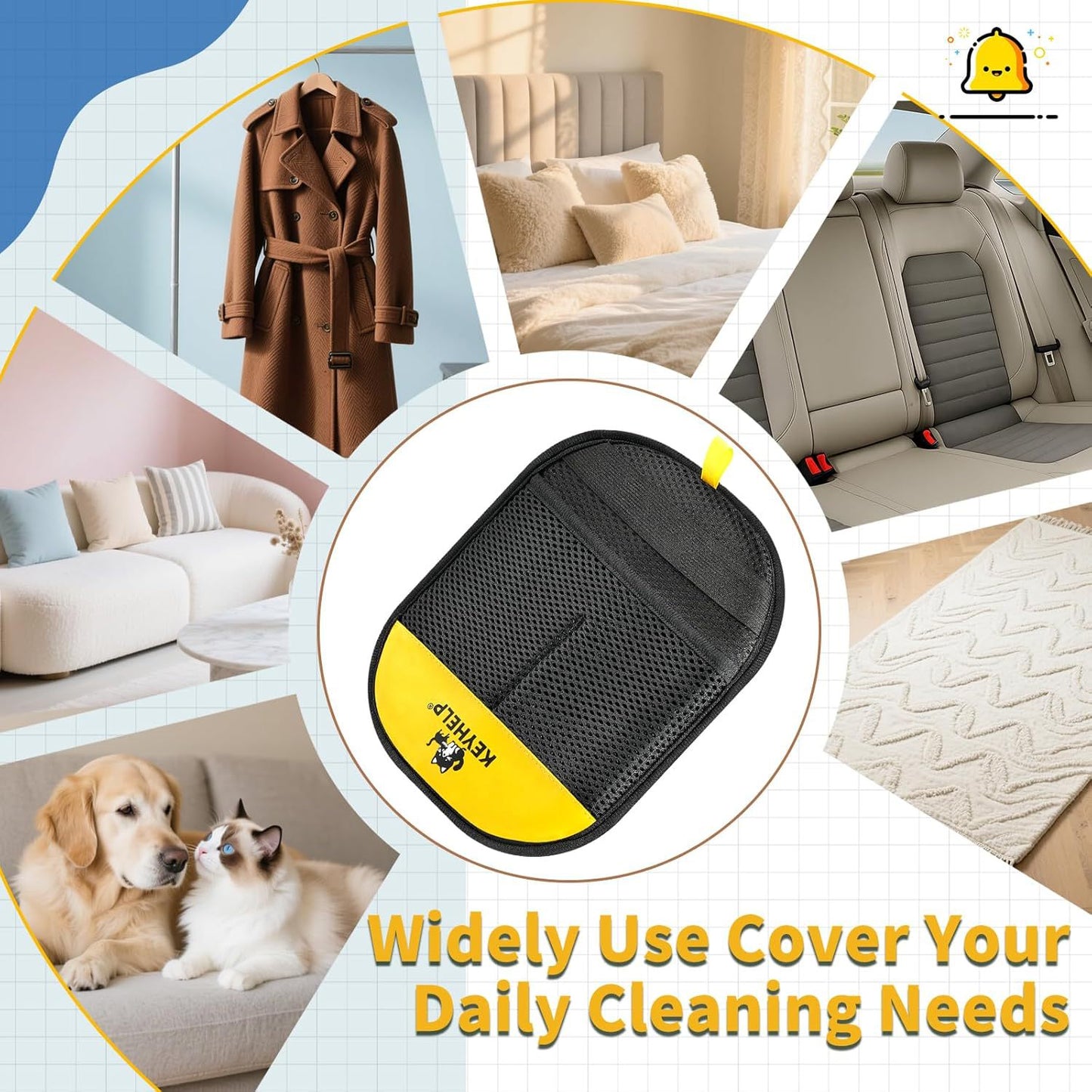 5-Finger Pet Deshedding Glove – Static Hair Remover for Pets, Sofas & Car Interiors