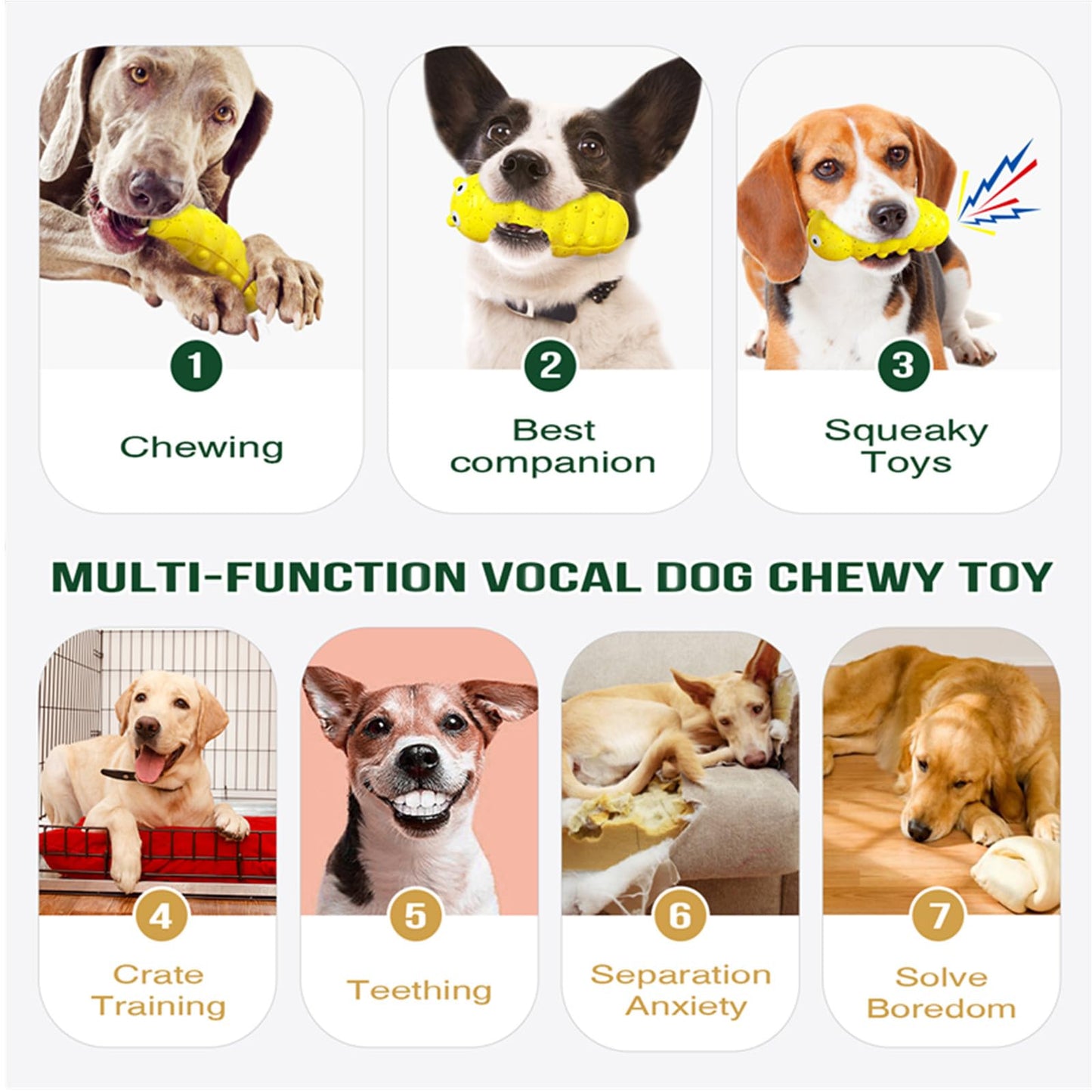 The Titan-Tough Squeaker / Indestructible Food- Grade Rubber Chew Toy for Medium Dogs.