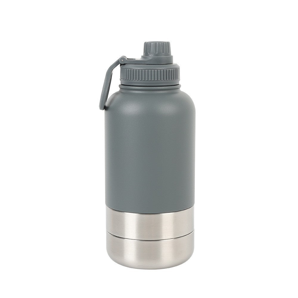 3-in-1 Thermal Pet Travel Bottle – 32oz Water, Food Container & Drinking Cup