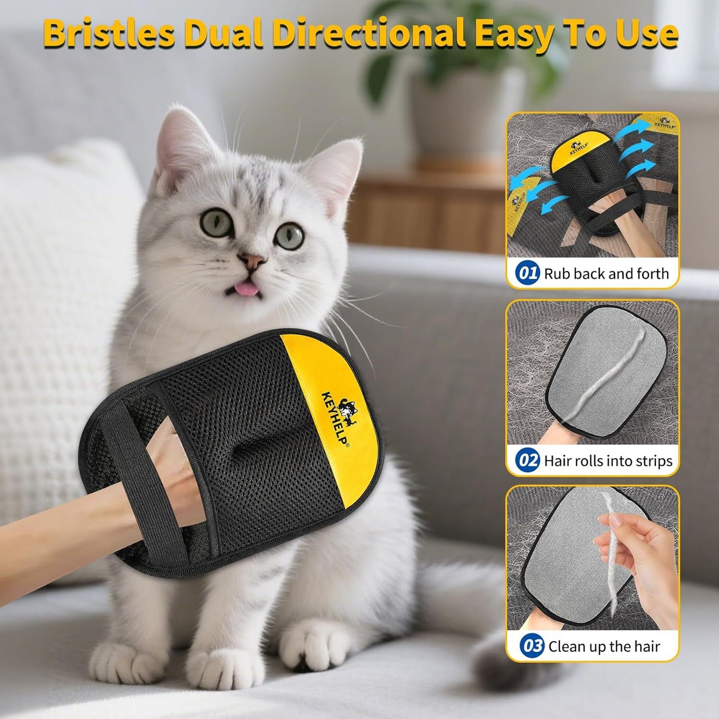 5-Finger Pet Deshedding Glove – Static Hair Remover for Pets, Sofas & Car Interiors
