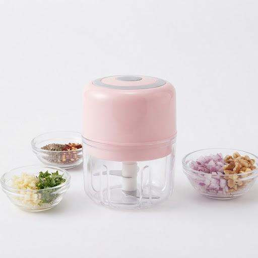 Wireless Garlic Chopper and Mini Food Processor, Electric Portable Garlic Mincer for Onion, Meat, Chilli, Pink