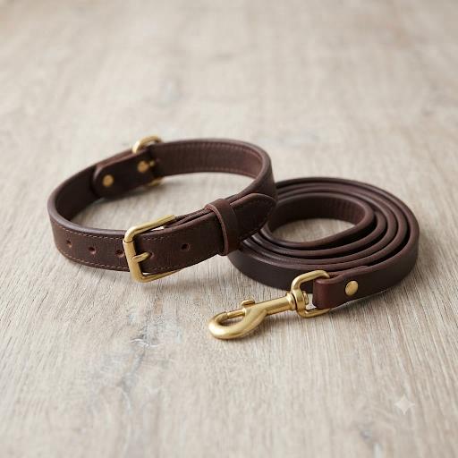 Premium Leather Dog Leash & Collar Bundle – Full-Grain Walking Set