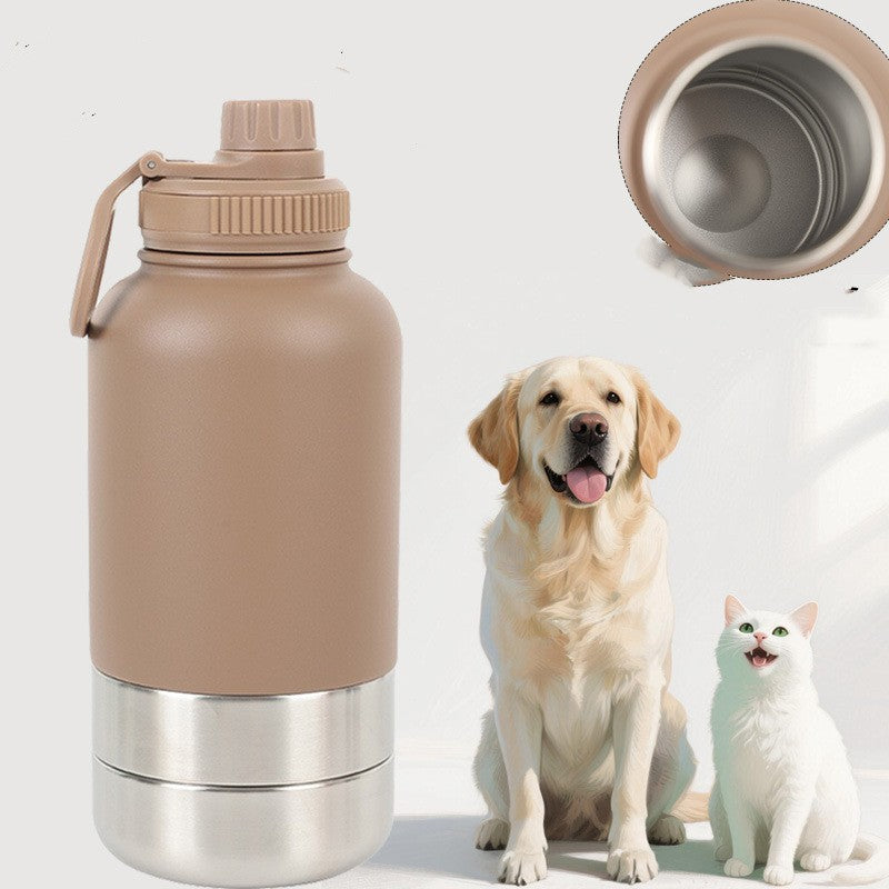 3-in-1 Thermal Pet Travel Bottle – 32oz Water, Food Container & Drinking Cup