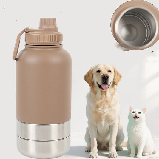 3-in-1 Thermal Pet Travel Bottle – 32oz Water, Food Container & Drinking Cup
