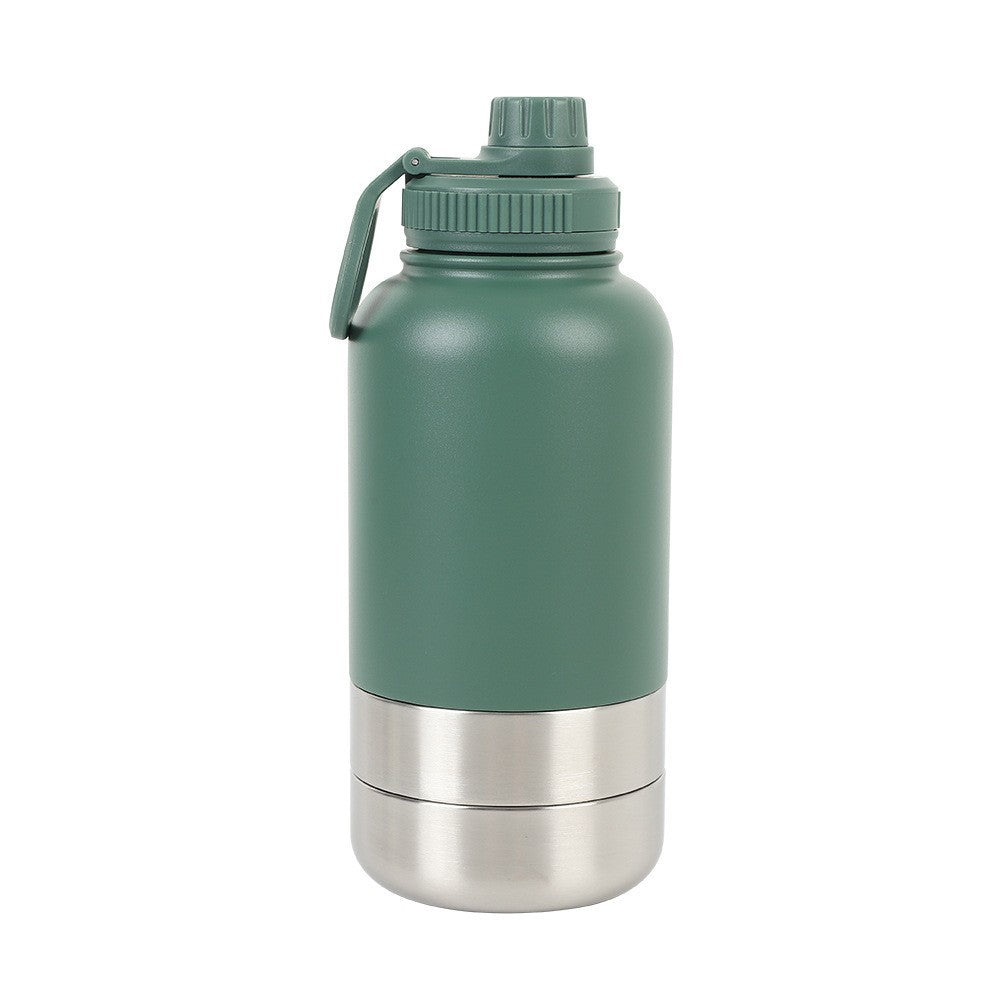 3-in-1 Thermal Pet Travel Bottle – 32oz Water, Food Container & Drinking Cup